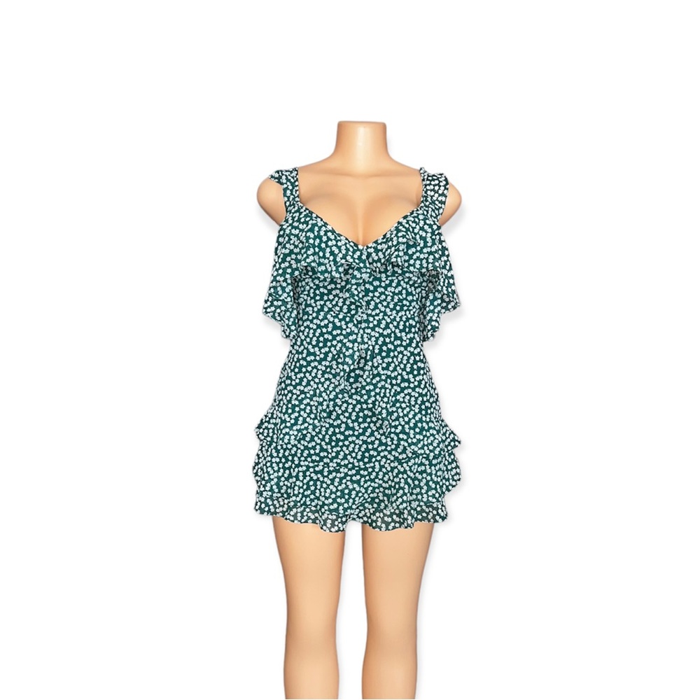 Princess Polly Green Floral Ruffle Dress size 2